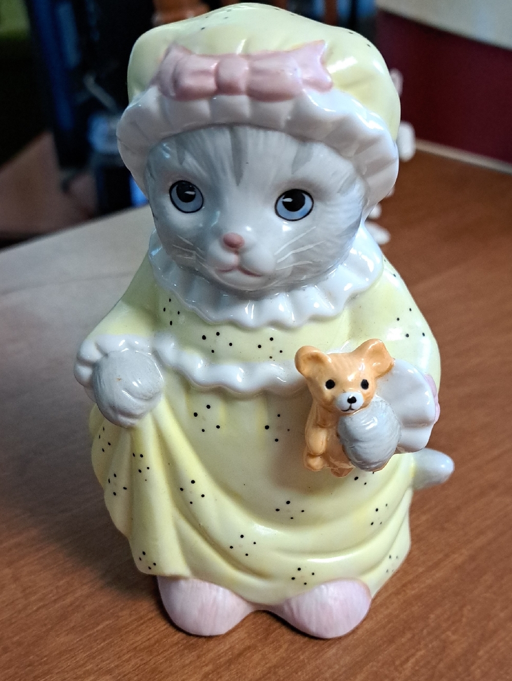 Schmid Kitty CucumberCeramic Cat Figurine in Yellow with Pink Accents - Pets Cat